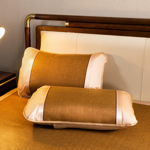 GLX-艾草古藤席艾草驱蚊席冰丝凉席三件套双面古藤席子空调席家用宿舍可折叠凉席 商品图1