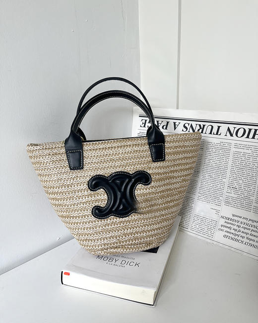 7折 塞林家 氛围感草编包 皮质logo印花草编包包 3色 CQ1269 商品图8