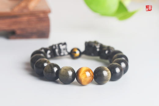 【聚财】金曜石双貔貅手串   珠径：14mm 商品图4