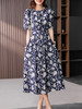 YX【现货7天】真丝桑蚕丝印花连衣裙女2024夏季新款韩版复古气质显瘦长裙子 商品缩略图3