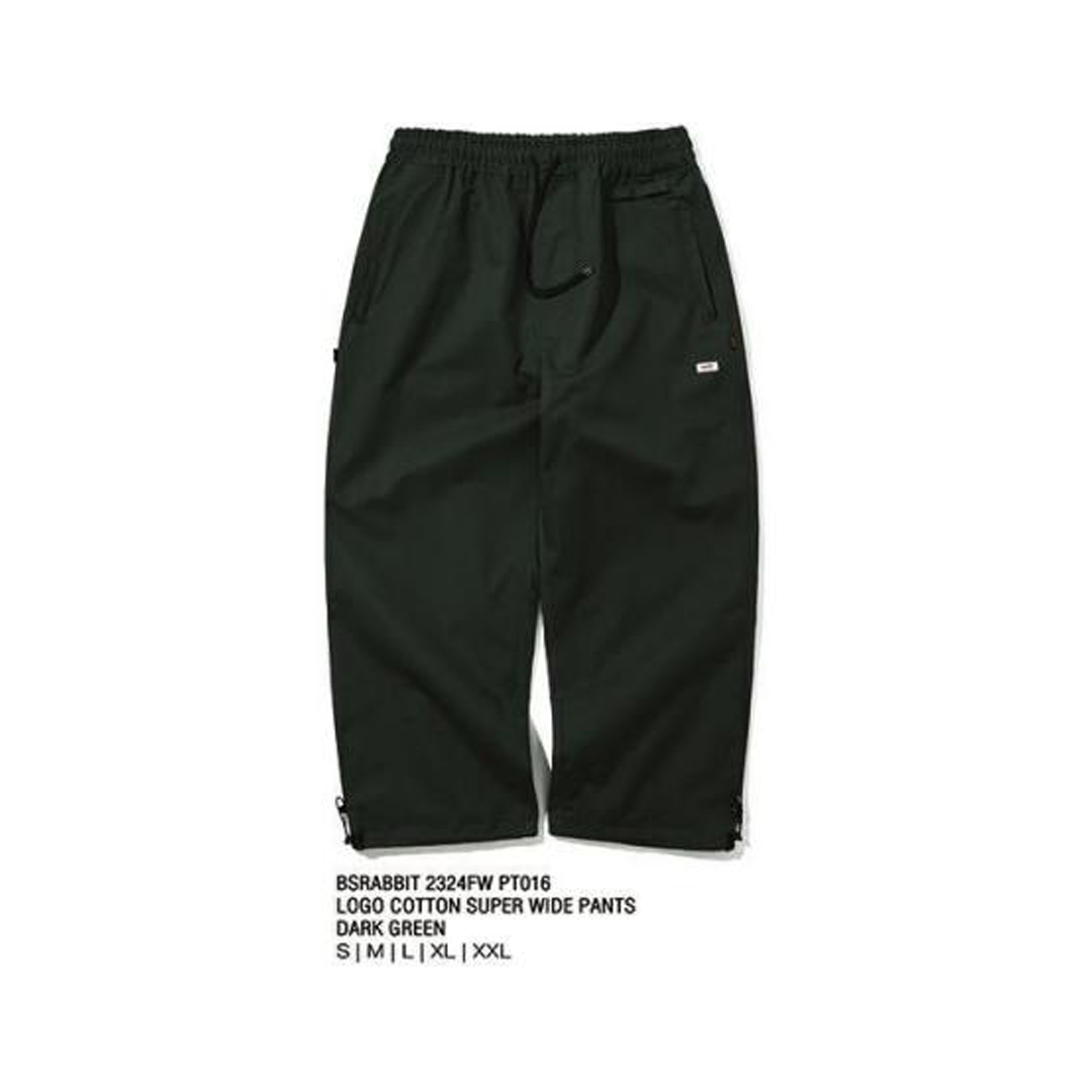 BSRABBIT 23-24 【PT016】 LOGO COTTON SUPER WIDE PANTS  DARK GREEN  S
