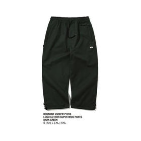 BSRABBIT 23-24 【PT016】 LOGO COTTON SUPER WIDE PANTS  DARK GREEN  S