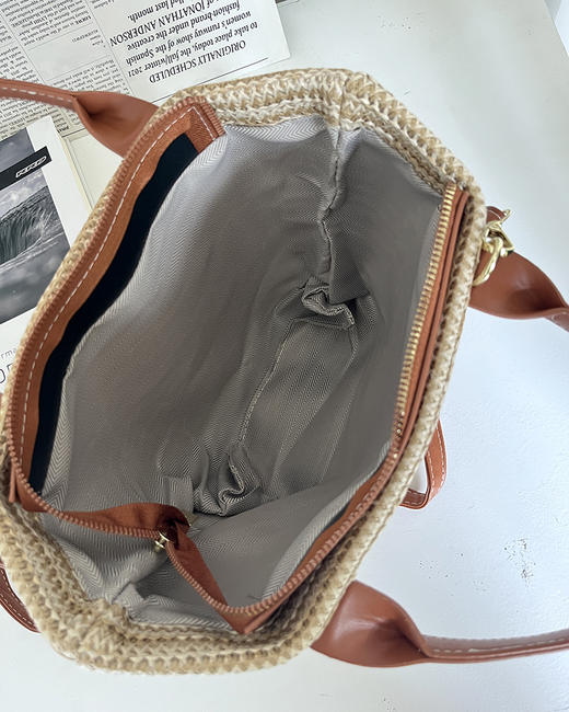 7折 塞林家 氛围感草编包 皮质logo印花草编包包 3色 CQ1269 商品图13