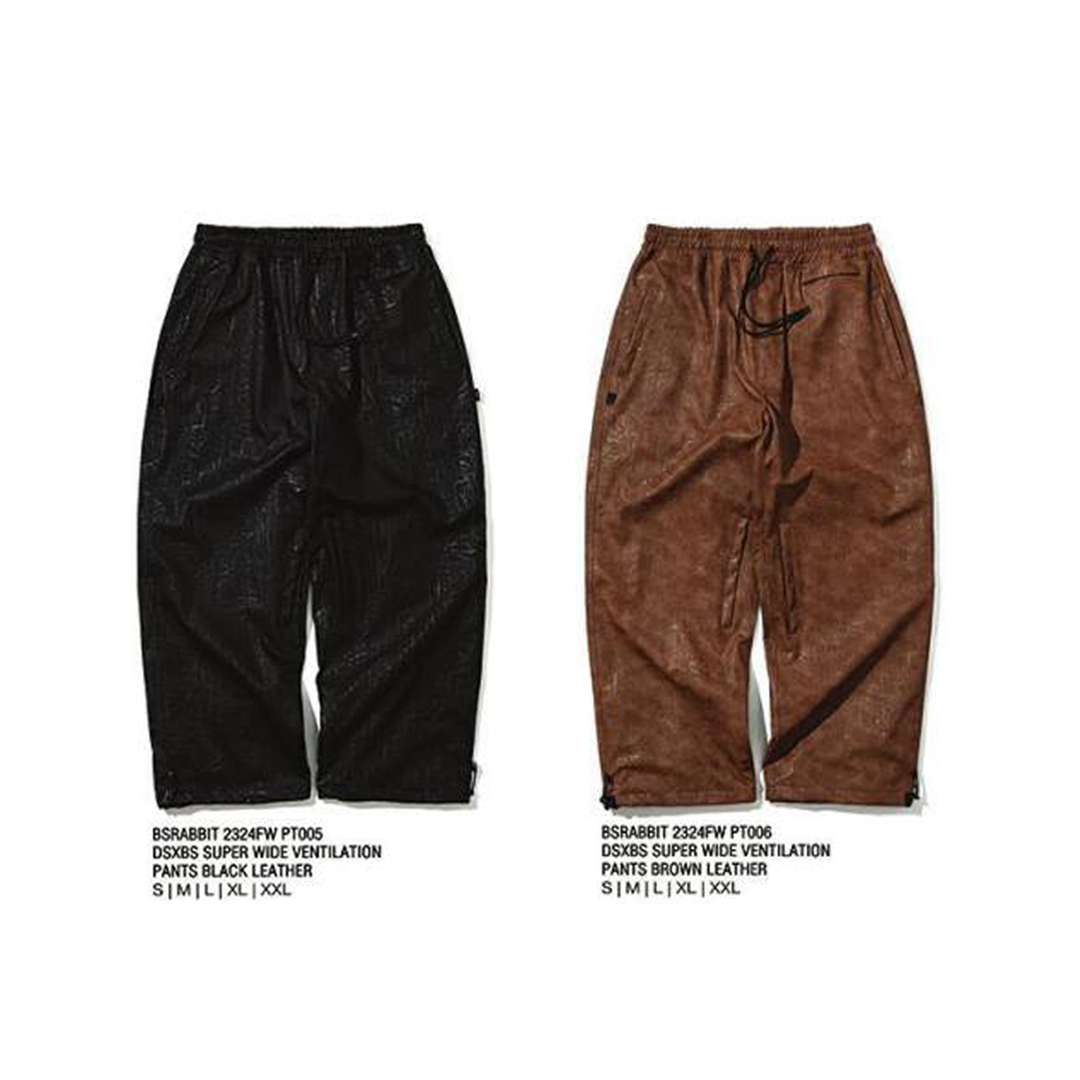 BSRABBIT 23-24 【PT005  PT006】 DSXBS SUPER WIDE VENTILATION PANTS  BLACK LEATHER  BROWN LEATHER  S