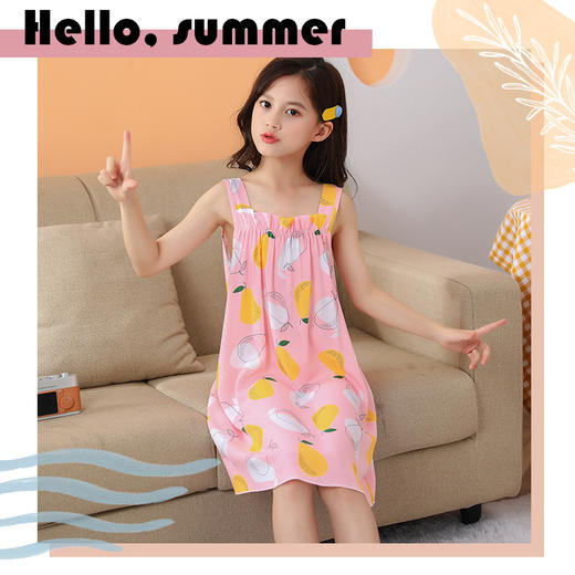 【夏日必备！时尚又舒适】女童夏装新款，超舒适棉绸连衣裙，公主裙尽显小公主魅力，适合中小童穿着，让孩子舒适好眠！ 商品图4