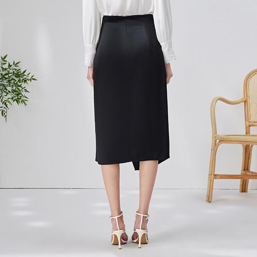 EITIE爱特爱秋冬新款优雅时尚高腰开叉百搭半身裙包臀裙女7106805 商品图4