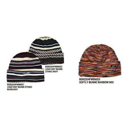 BSRABBIT 23-24 【BN021  BN022  BN023】 LOGO KNIT BEANIE  ETHNIC BURGUNDY  ETHNIC NAVY  RAINBOW MIX  均码 商品图0