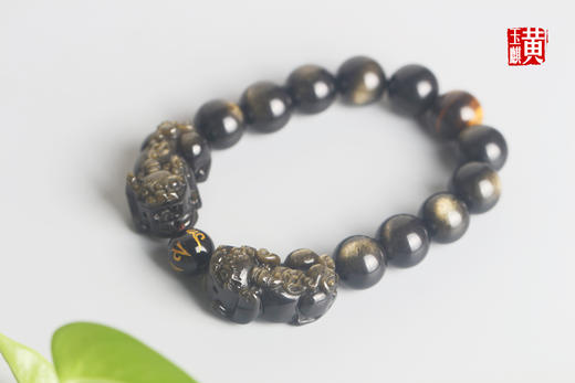 【招财】金曜石双貔貅手串   珠径：12mm 商品图2