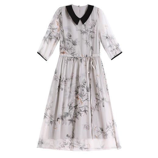 夏季新款，大码女装胖妹妹时尚印花气质收腰显瘦雪纺长款连衣裙AHM-zmdm9637 商品图4