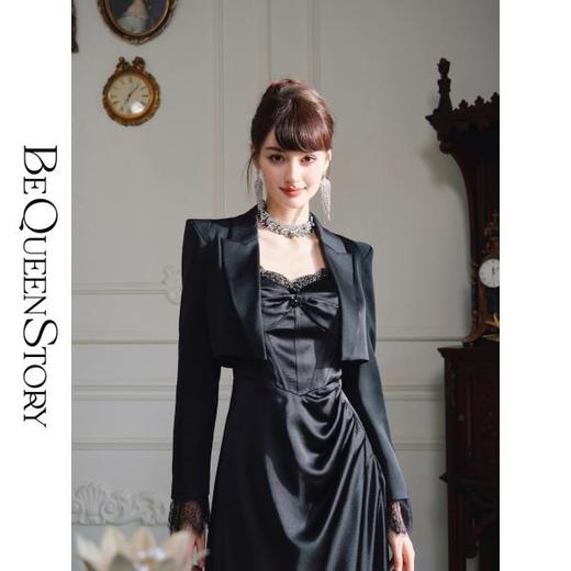 BeQueenStory【爱乐之城】优雅高级感醋酸垫肩西装外套2023新款 商品图0