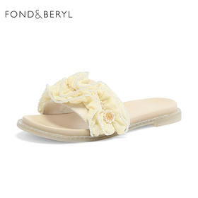 菲伯丽尔珍珠饰舒适休闲外穿一字凉拖鞋FB32110001