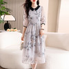 夏季新款，大码女装胖妹妹时尚印花气质收腰显瘦雪纺长款连衣裙AHM-zmdm9637 商品缩略图2