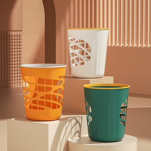「三款配色！颜值派」家用厨房垃圾桶 颜值塑料卫生间居家日用垃圾篓厕所纸篓无盖压圈垃圾桶 商品图0