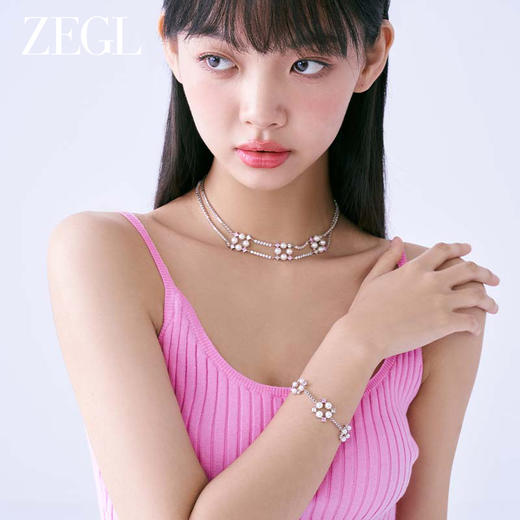 ZEGL设计师璀璨甜心系列双层叠戴爱心项链女轻奢高级感法式锁骨链 商品图2