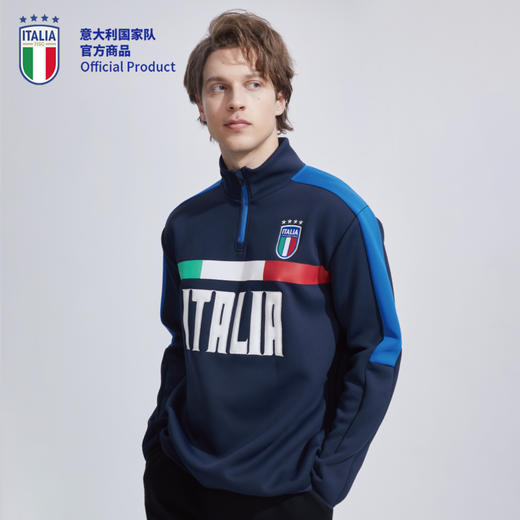 意大利国家队官方商品丨复古立领半拉链刺绣卫衣运动休闲足球迷 商品图3