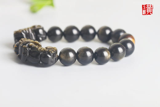 【招财】金曜石双貔貅手串   珠径：12mm 商品图3