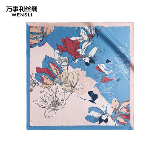 万事利“玉兰赋”63厘米双面印花真丝中方巾 商品图2