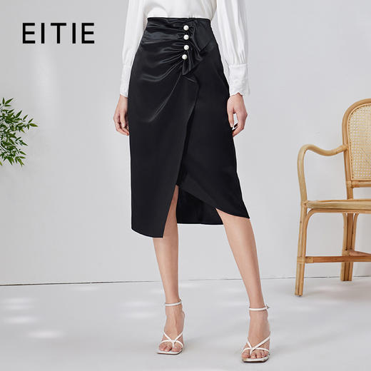 EITIE爱特爱秋冬新款优雅时尚高腰开叉百搭半身裙包臀裙女7106805 商品图0