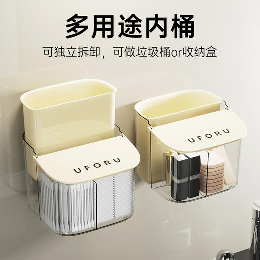 「两色可选！壁挂款」化妆棉收纳盒 家用防尘带盖多功能美妆蛋粉扑卸妆棉分格透气储物整理盒 商品图1