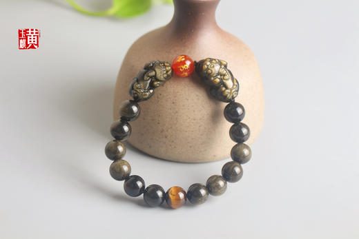 【祥瑞】金曜石双貔貅手串  珠径:10mm 商品图3
