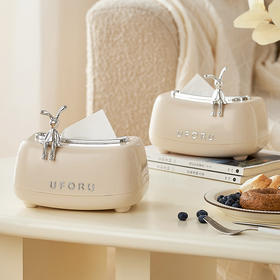 「两款可选！颜值派」创意弹簧纸巾盒 居家日用卫生间客厅卧室纸抽盒奶油风可爱兔装饰桌面收纳整理抽纸盒