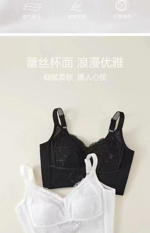 薄款6排扣调整型无钢圈大胸显小聚拢高侧收副乳蕾丝花边内衣女全罩杯【B04】 商品图2