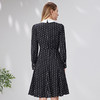EITIE爱特爱秋季新款优雅修身立领显瘦波点连衣裙女7107810 商品缩略图4