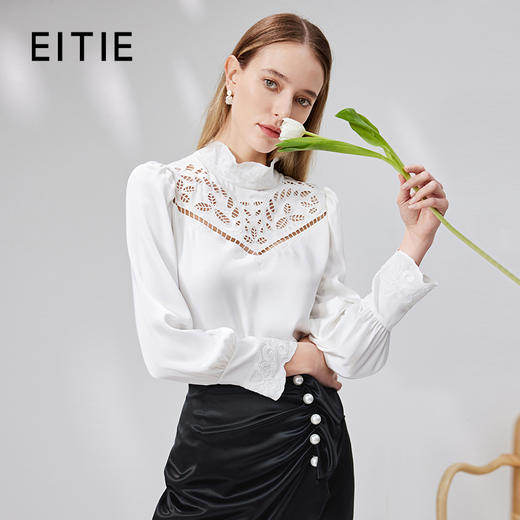 EITIE爱特爱秋季新款优雅气质通勤显瘦镂空上衣7113808 商品图0