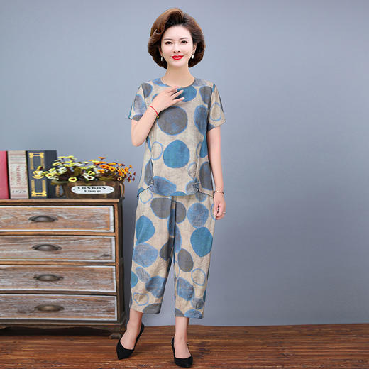 宽松短袖上衣灯笼裤，中老年女装休闲两件套TYWF-A859CEM221 商品图0