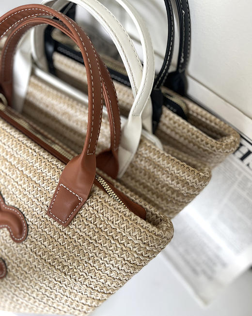 7折 塞林家 氛围感草编包 皮质logo印花草编包包 3色 CQ1269 商品图6