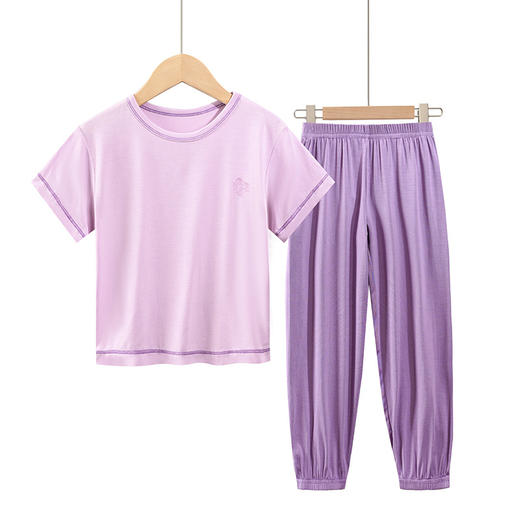 【夏季儿童莫代尔睡衣】中大童家居服亲子套装，短袖童装男女童空调服，适合夏日穿着，不论男女，中大童皆可穿着，为家庭增添温馨。 商品图9