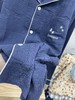 松植屋男款绉布翻领长袖长裤套装100%全棉纯色睡衣家居服 商品缩略图6