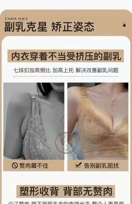 量子七排扣夏季薄款无海绵透气大胸显小防下垂调整型收副乳内衣女文胸 商品图6