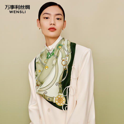 万事利“光辉时分”88厘米双面印花真丝大方巾 商品图0