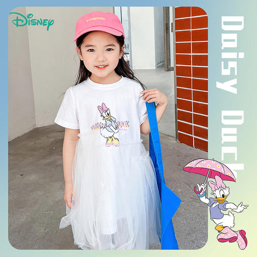 迪士尼童装女童时尚短袖网纱连衣裙中小童夏季新款甜美连衣裙 商品图0