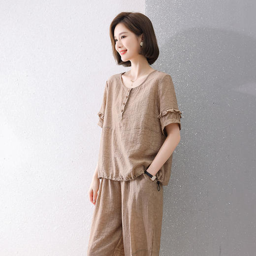 时尚休闲套装女，夏季新款女装韩版时尚气质天丝提花套装两件套HR-SSB2881 商品图3