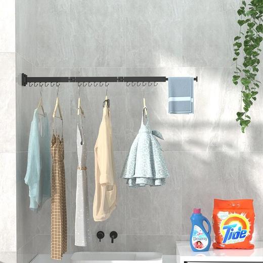 【免打孔晾衣杆晾衣架】 太空铝隐藏壁挂式折叠 浴室阳台可收缩挂衣服 拜托局限自由晾晒  商品图1