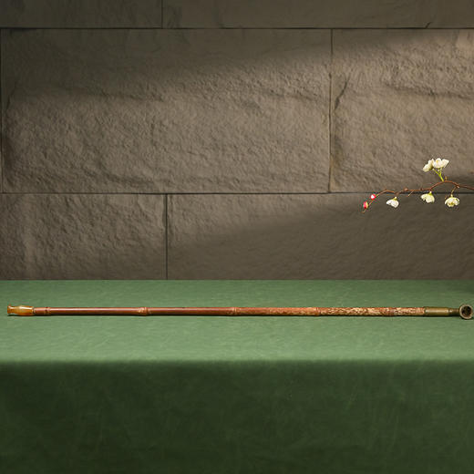 清 竹杆玛瑙嘴铜烟袋锅 商品图0