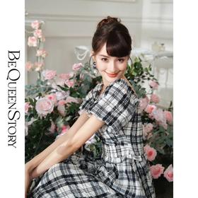 【大货捡漏，不退不换】  【黑白格调】复古法式泡泡袖收腰伞摆连衣裙2023新款