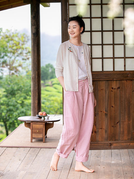 牧衣游 棉麻混纺薄针织开衫-----青枝 商品图2