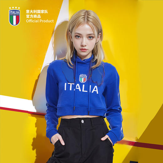意大利国家队官方商品丨时尚高腰连帽卫衣刺绣女装足球迷用品夏季 商品图0