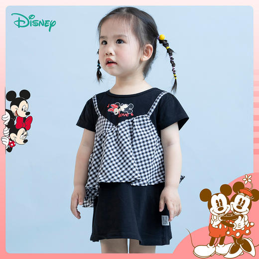 【商场同款】迪士尼童装 女童假两件短袖连衣裙夏季吊带拼接裙子女 商品图2