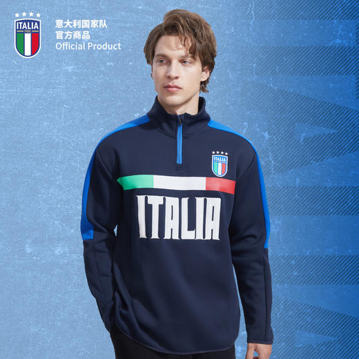 意大利国家队官方商品丨复古立领半拉链刺绣卫衣运动休闲足球迷 商品图0