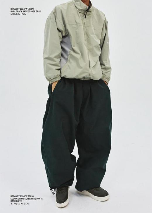 BSRABBIT 23-24 【PT016】 LOGO COTTON SUPER WIDE PANTS  DARK GREEN  S 商品图1
