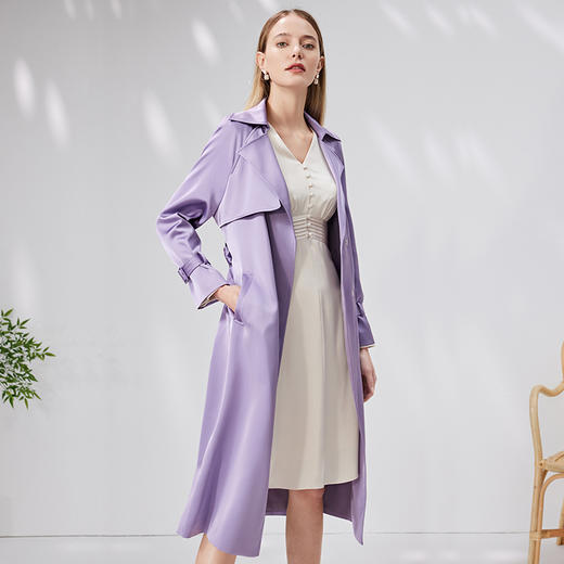 EITIE爱特爱秋季新款束腰显瘦修身百搭温柔风衣7104802 商品图1