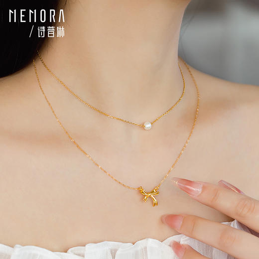 【积分抵值】在逃公主蝴蝶结项链黄色18k金淑女项链送女友礼物MEMORA诗普琳KNE02801（线上专供) 商品图1
