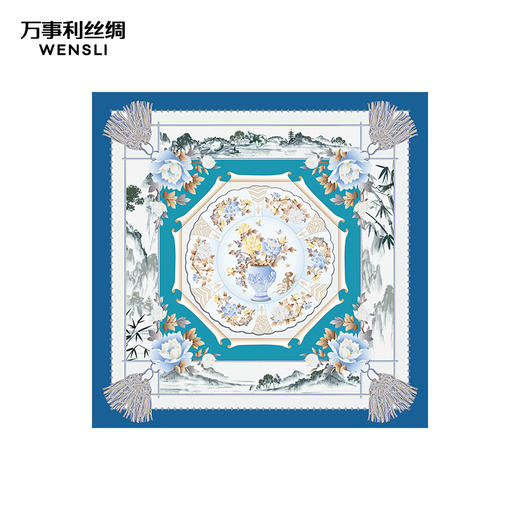 万事利“霁月香茗”88厘米双面印花真丝大方巾 商品图3