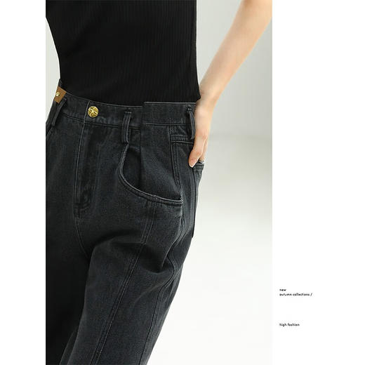 COCOBELLA设计感解构牛仔裤女质感铆钉宽松休闲裤直筒裤DN613 商品图1