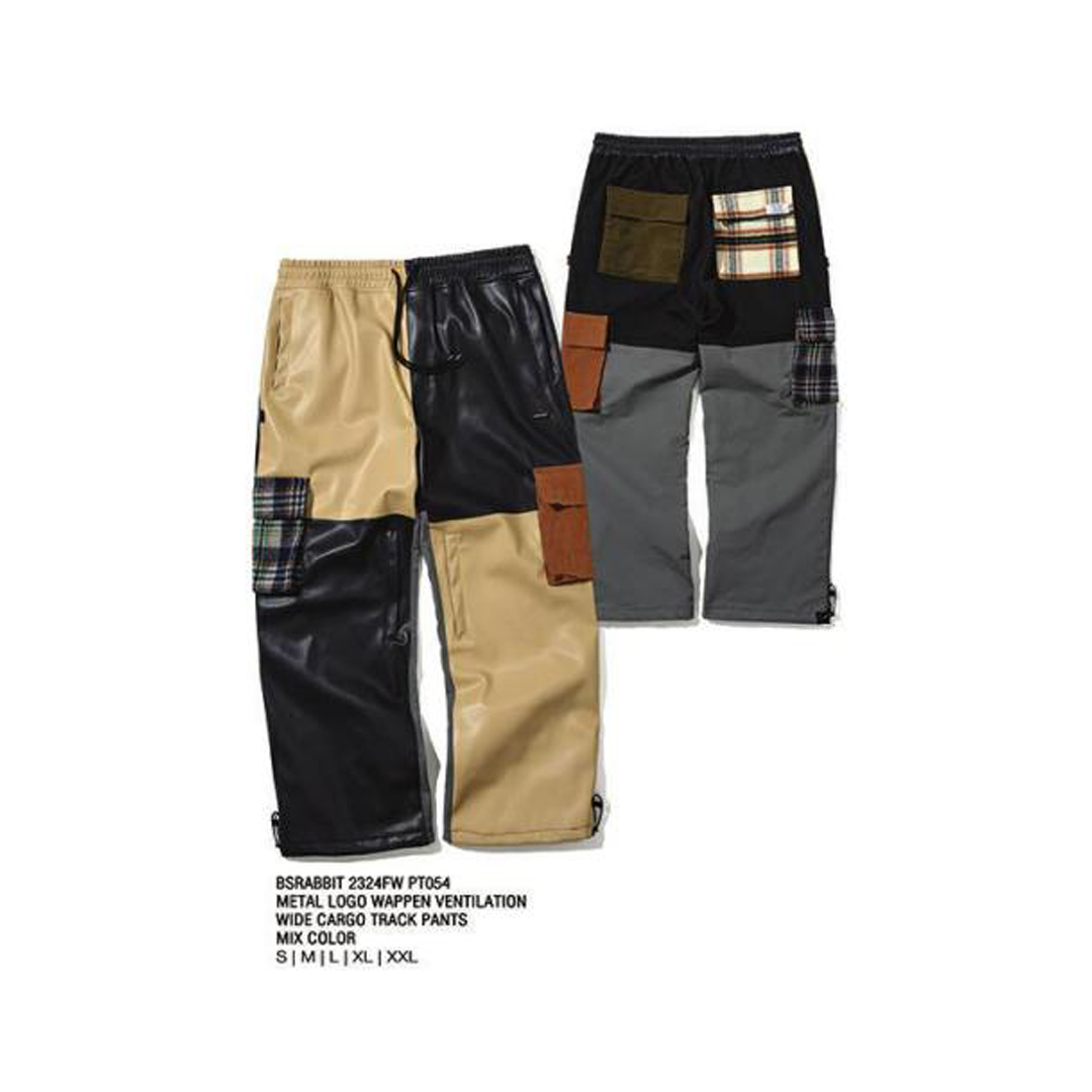 BSRABBIT 23-24 【PT054】 METAL LOGO WAPPEN VENTILATION WIDE CARGO TRACK PANTS  MIX COLOR  L