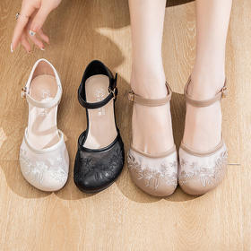 夏季新款，浅网纱中老年女鞋妈妈鞋WZ-23527